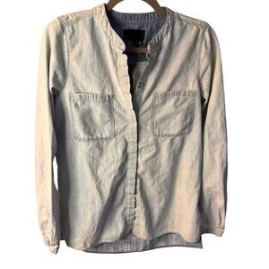 Vince Womens Chambray Patch Pocket Shirt XS